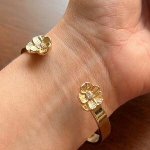 Macy’s Gold Tone Floral Open Cuff Bracelet – NWT